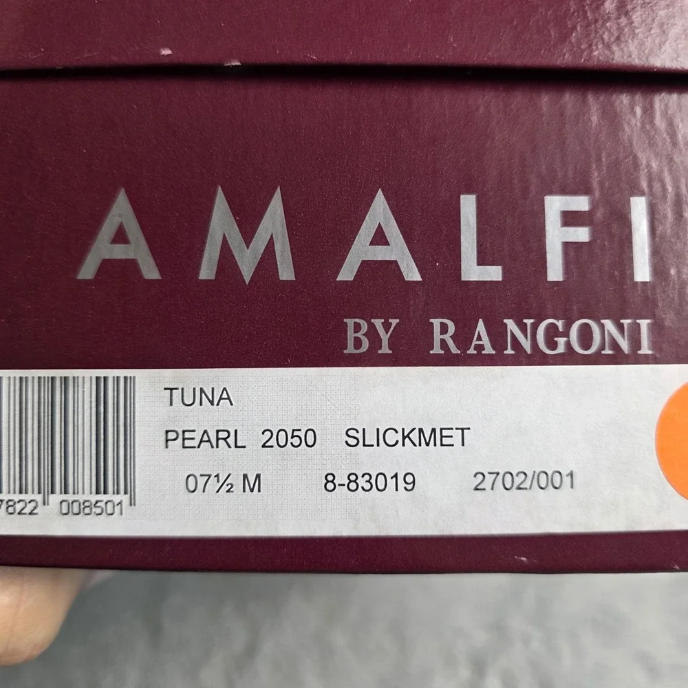Amalfi by Rangoni Slingback Cap Toe Pearl Blue Italian Leather Heels 7.5M‎ NEW